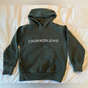 Calvin Klein Jeans Boys Size S/P 8 Olive Green Hoodie Sweatshirt EUC